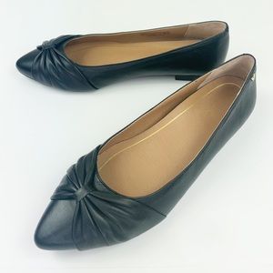 Vionic Gramercy Pointed Toe Ballet Flats 10 Black Leather Orthotic Arch Support